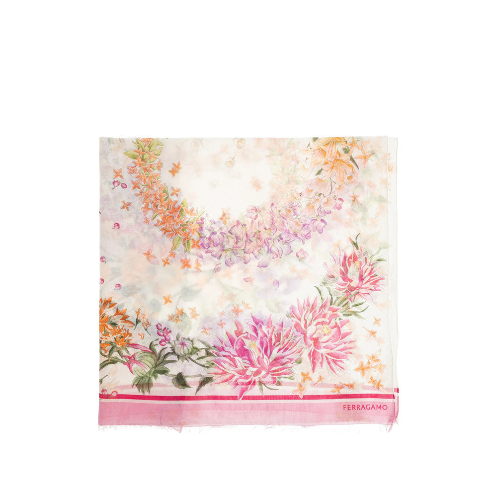 Pink Floral Print Scarf 1