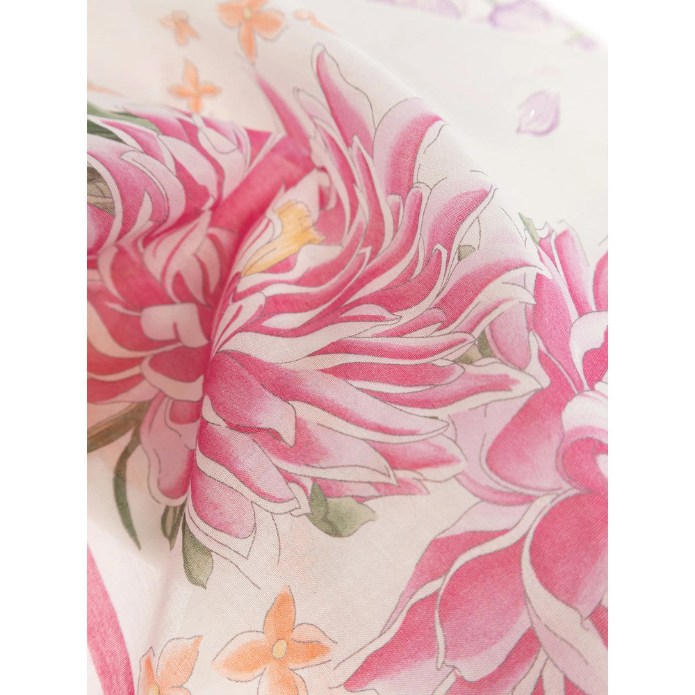 Pink Floral Print Scarf 2