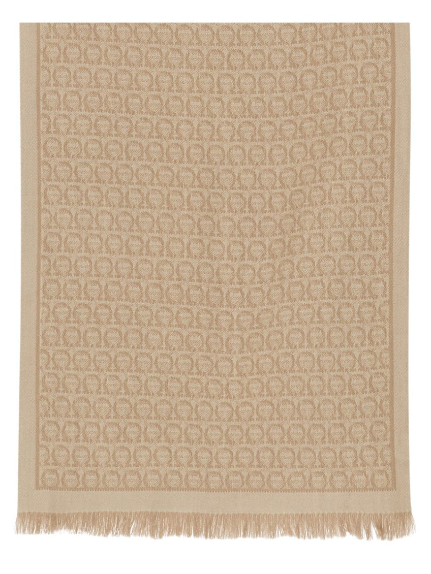 Beige Gancini Logo Scarf 1