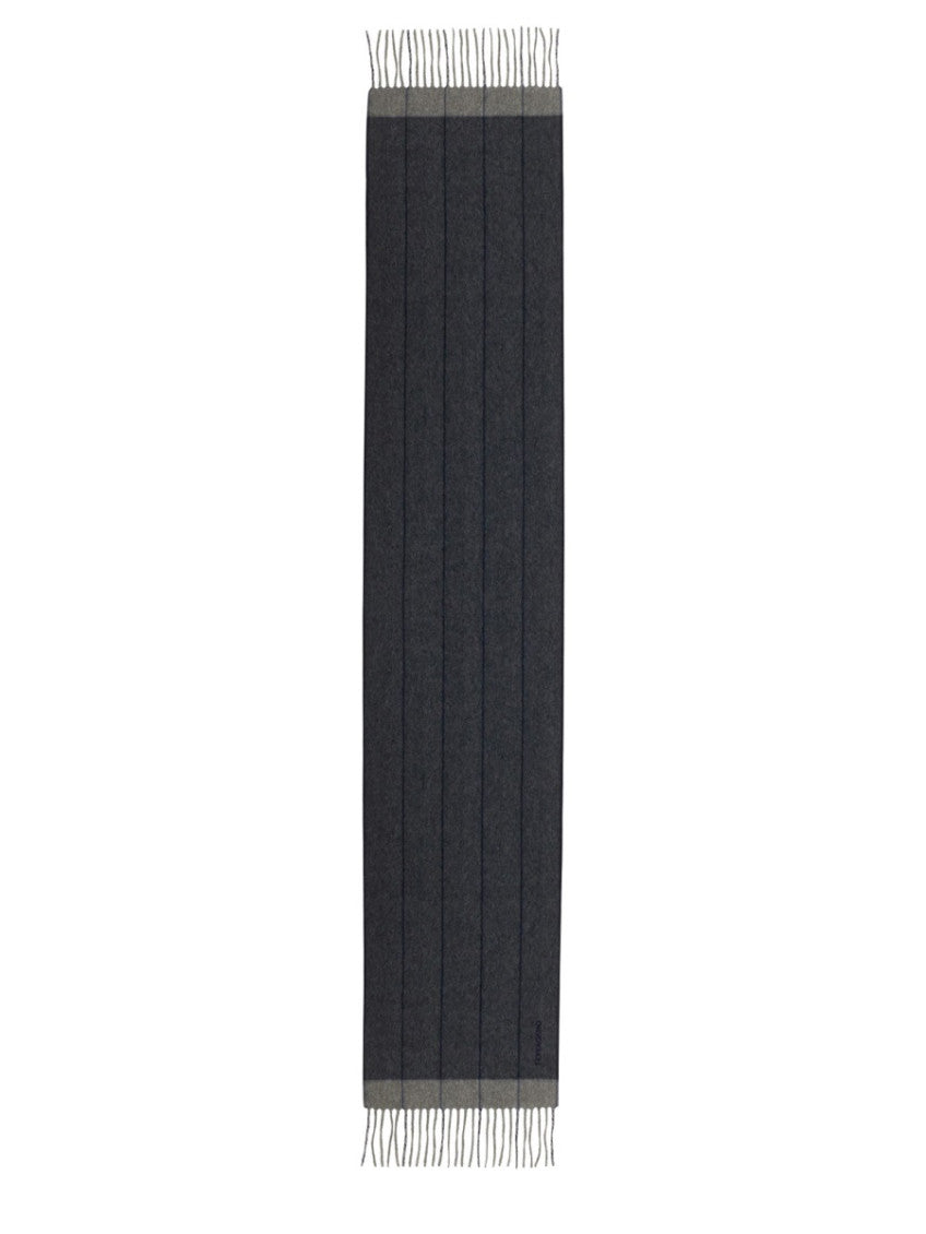 Grey Logo Fringed Scarf 2