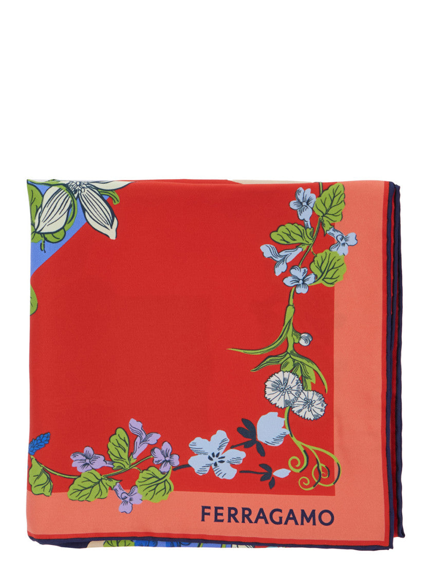 Red Floral Print Scarf 1