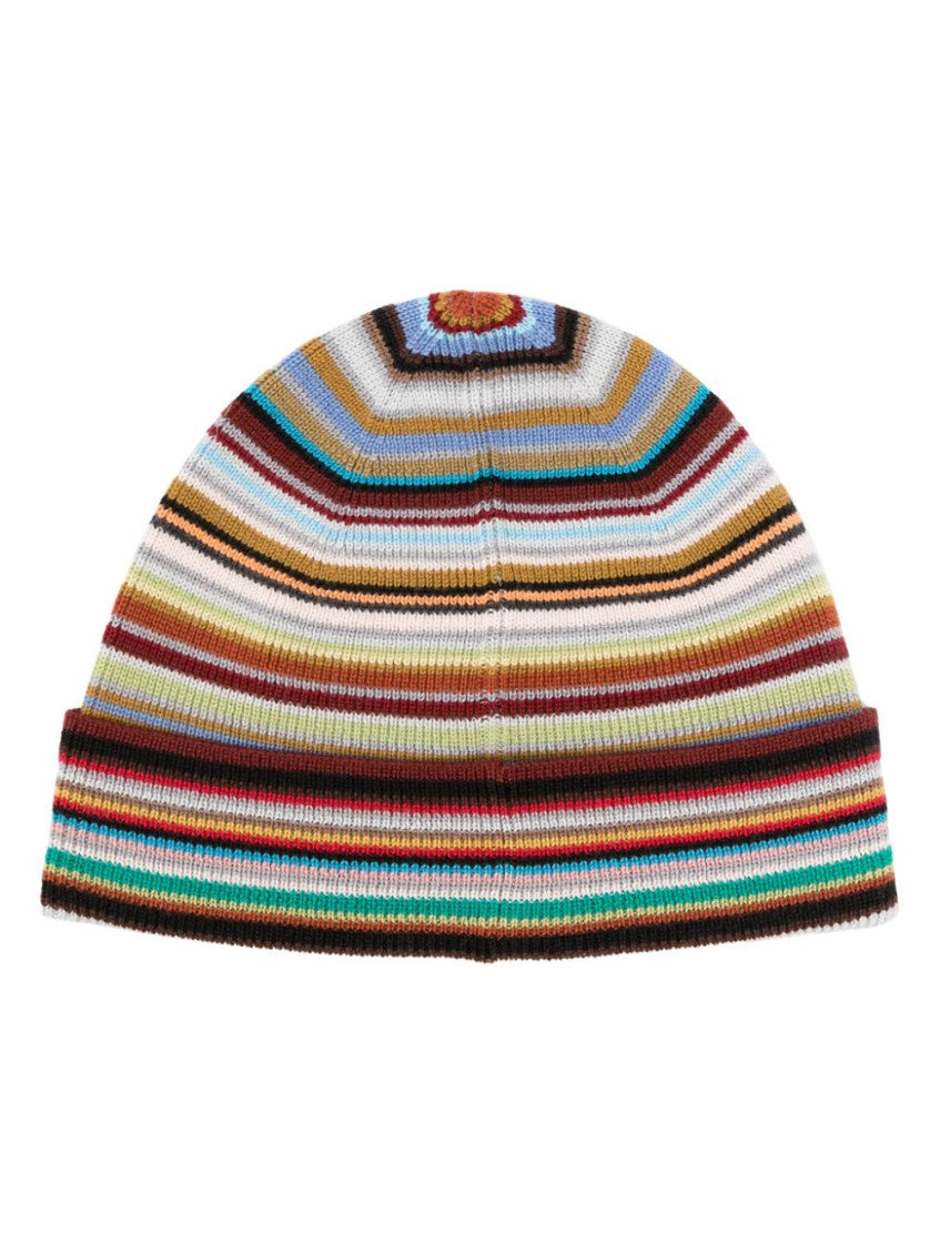 Multicolor Signature Stripe Beanie Cap 1