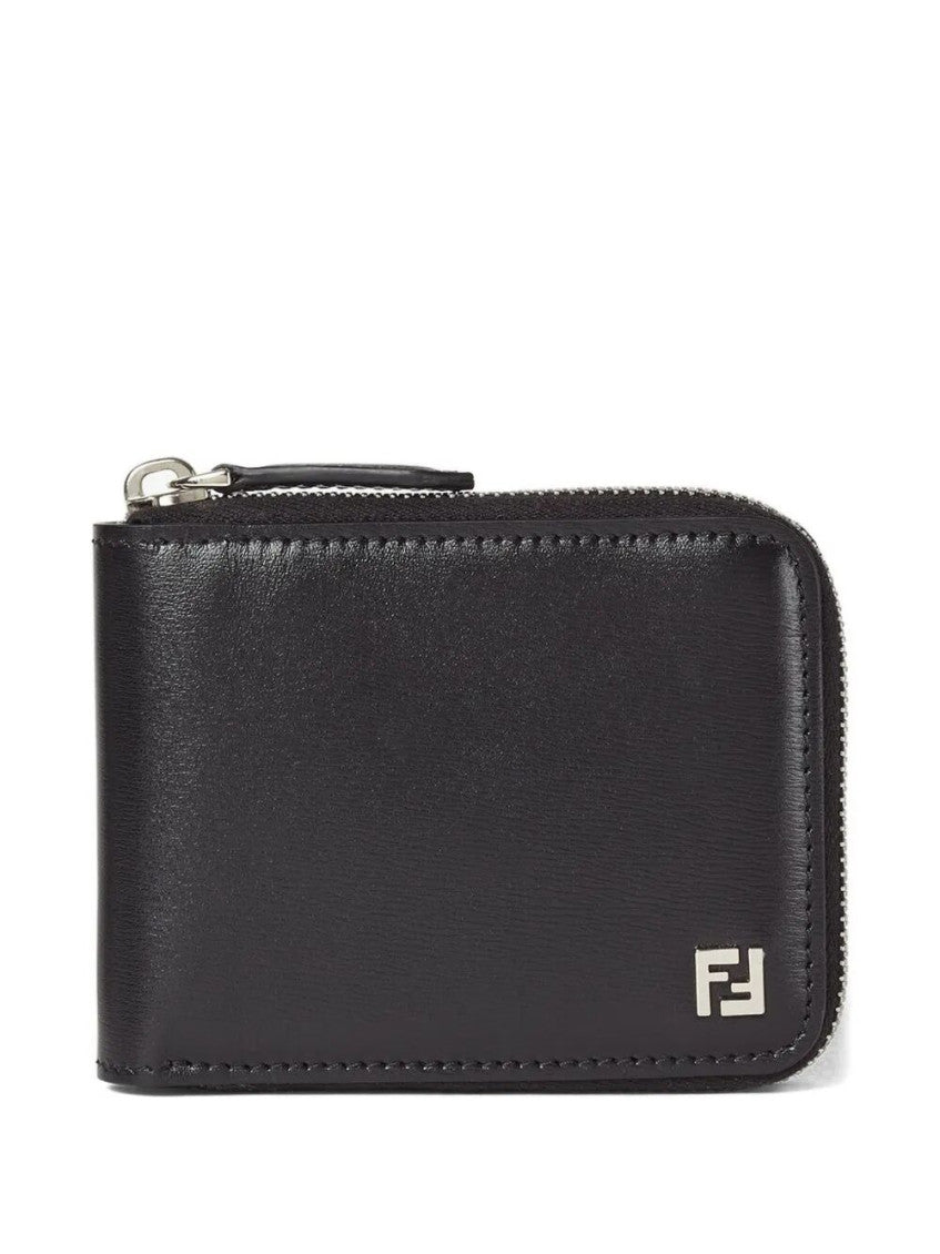 Black Solid Zip Wallet 1
