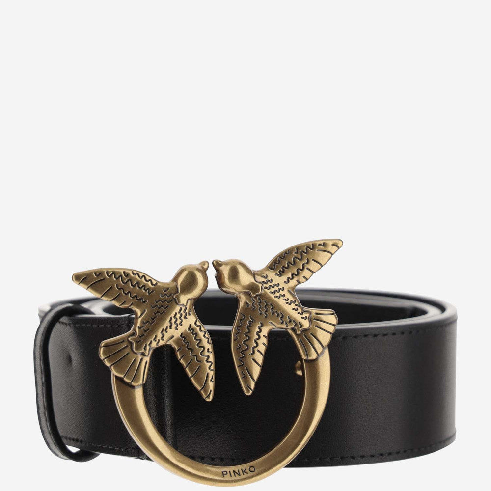 BLACK LOGO BUCKLE BELT 1