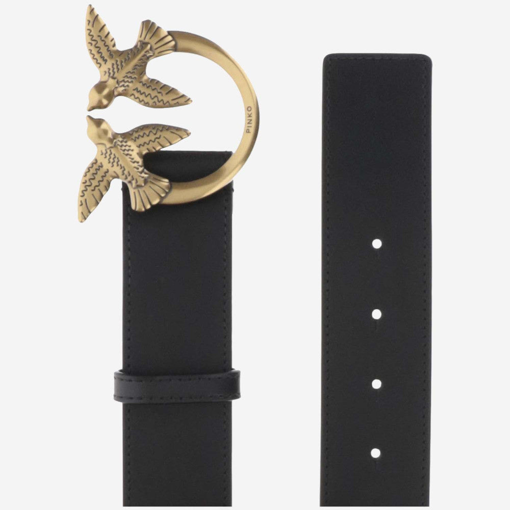 BLACK LOGO BUCKLE BELT 2