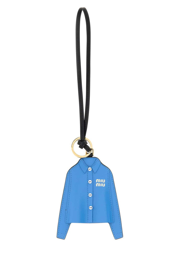 Cerulean blue leather keyring  1