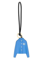 Cerulean blue leather keyring  1