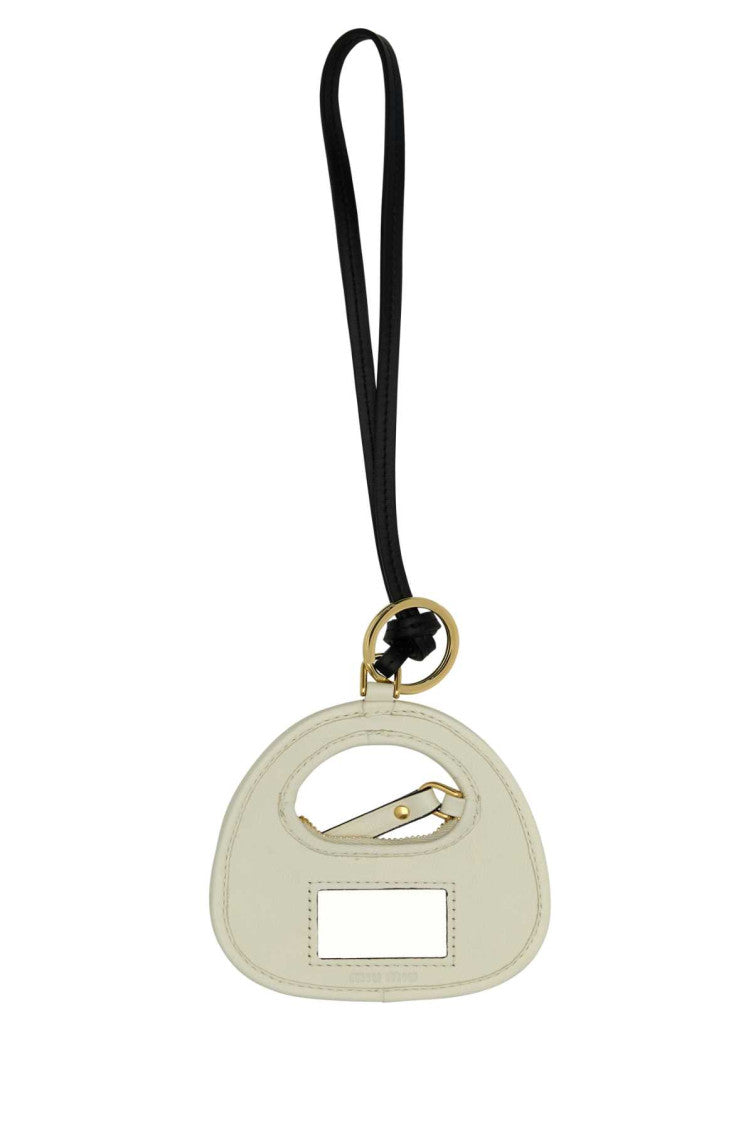 Ivory leather keyring  2