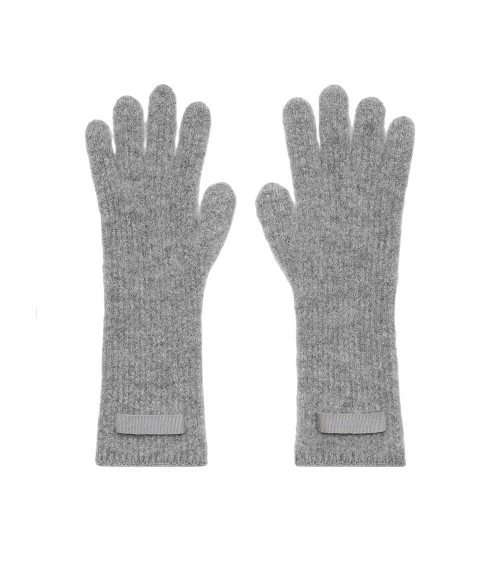 Grey Grosgrain Wool Gloves 1