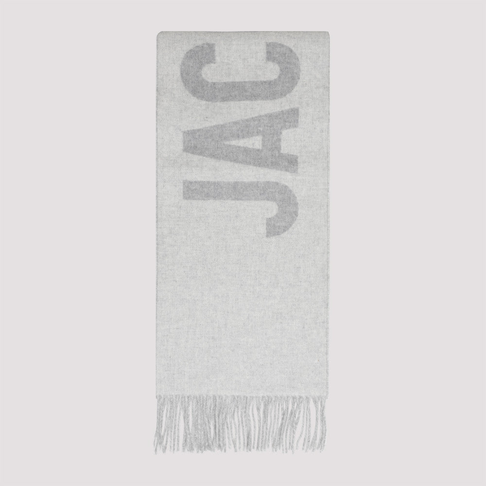 Grey Wool Logoed Scarf 3