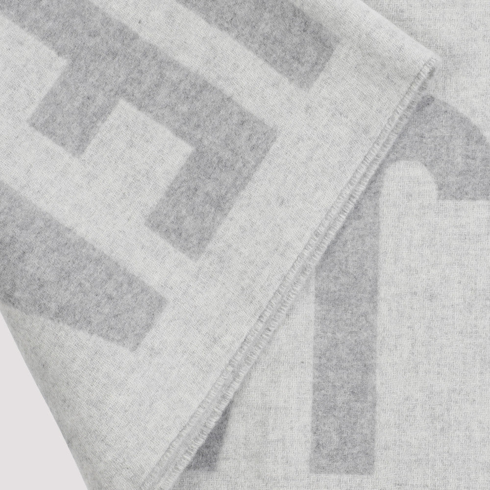 Grey Wool Logoed Scarf 4