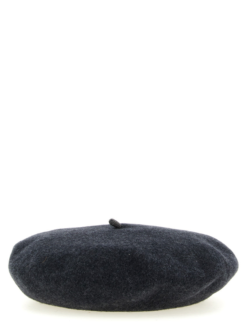 Grey  Solid Beret Hat 1