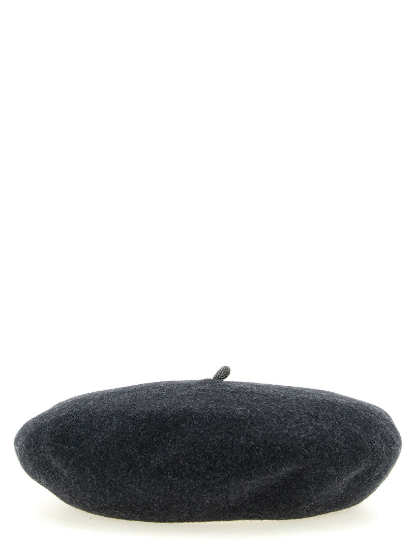 Grey  Solid Beret Hat 2