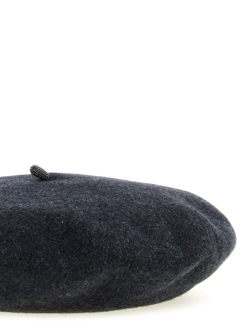 Grey  Solid Beret Hat 3