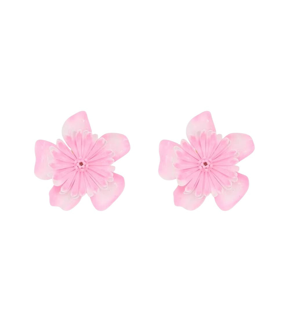 Fuchsia Floral Stud Earrings 1