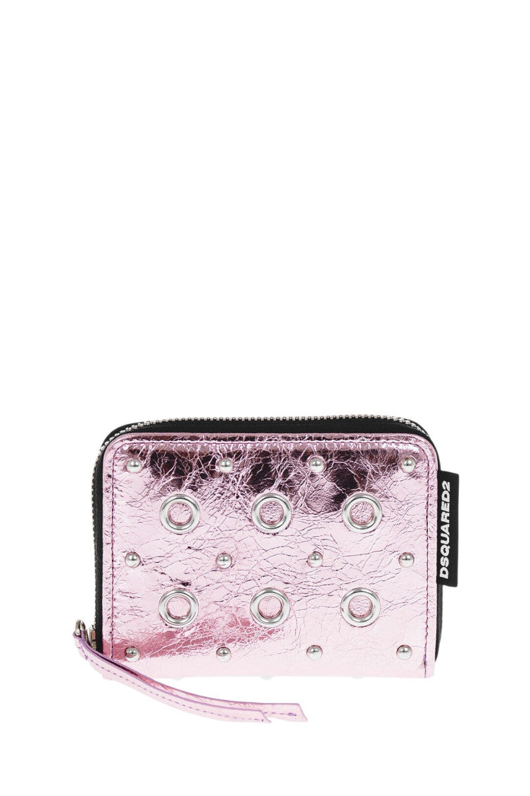 Pink eyelet studded wallet 1