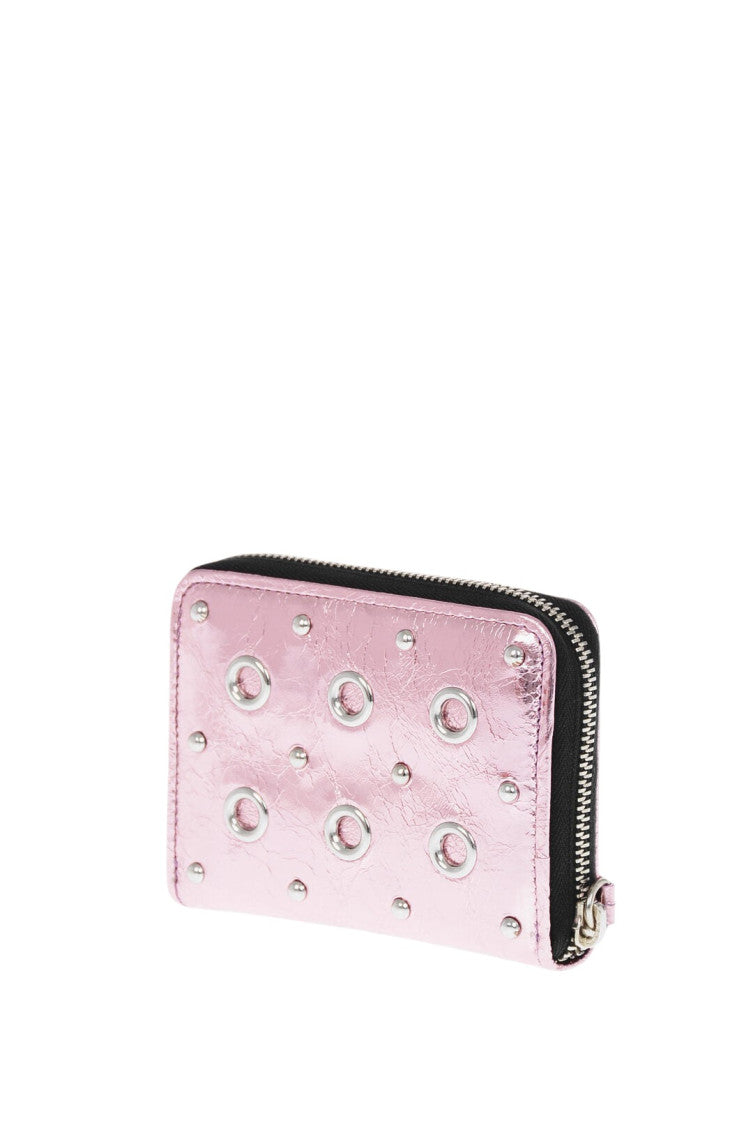 Pink eyelet studded wallet 2