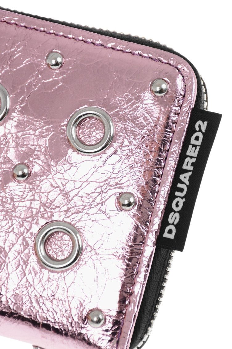 Pink eyelet studded wallet 4