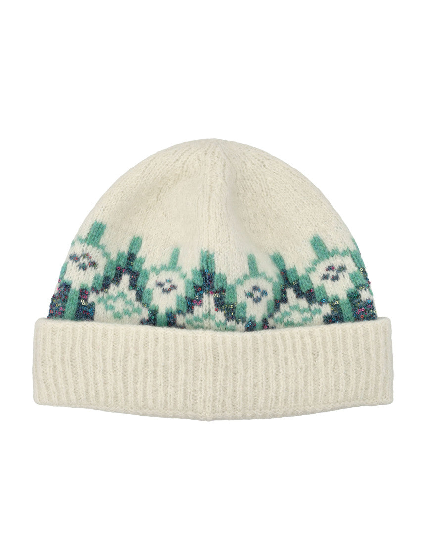 White Knitted Beanie Cap 2