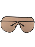 Brown Shield Oversized Sunglasses 1