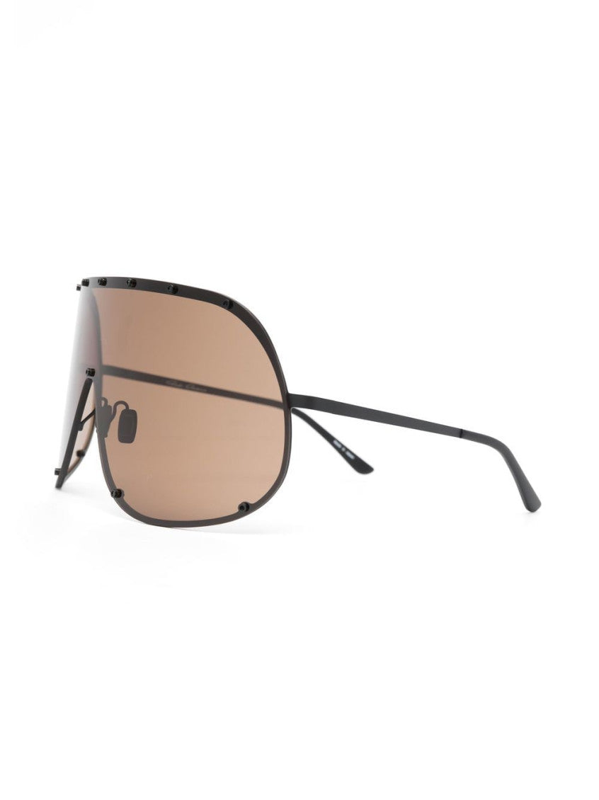 Brown Shield Oversized Sunglasses 2