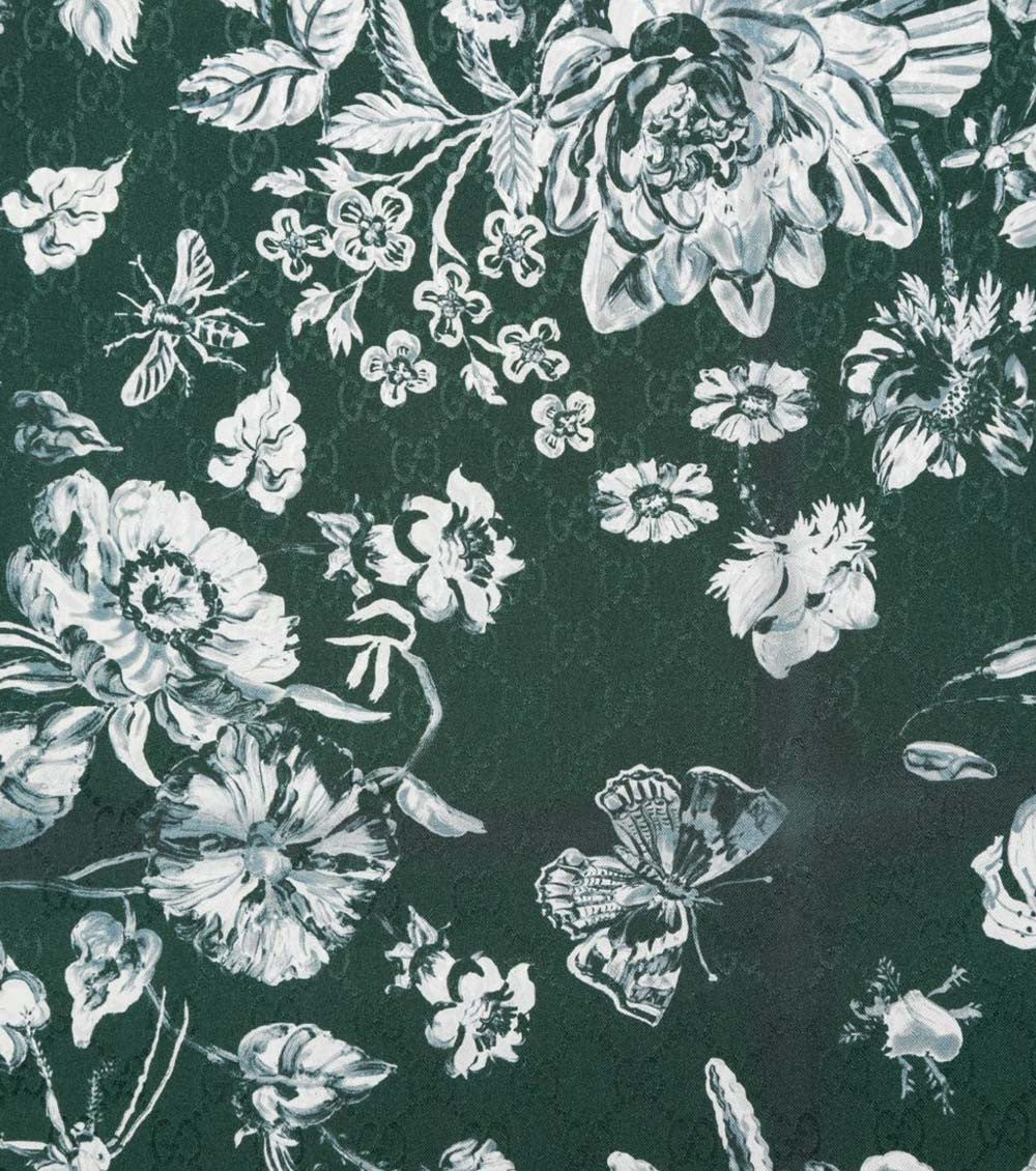 Dark Green Floral Scarf 2