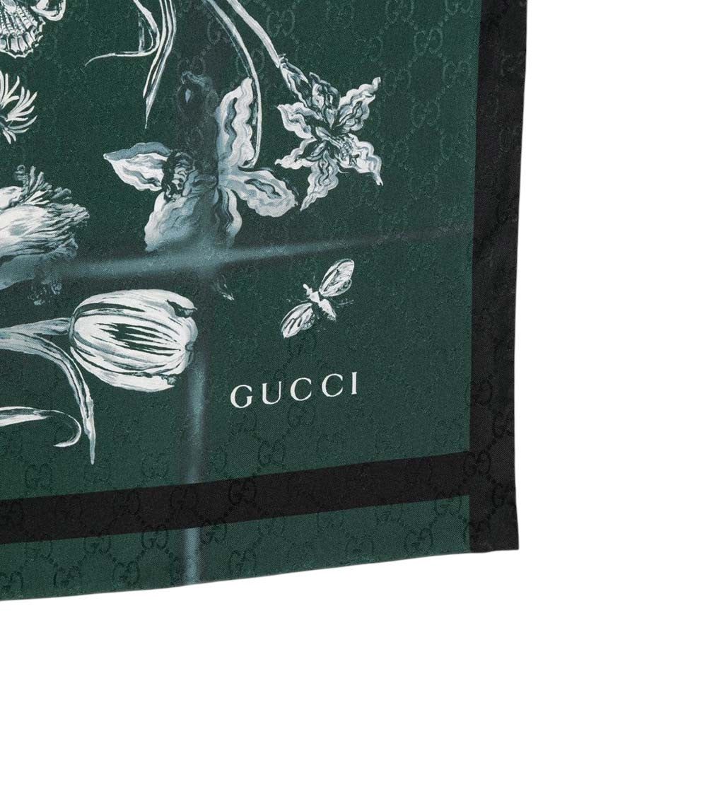 Dark Green Floral Scarf 3