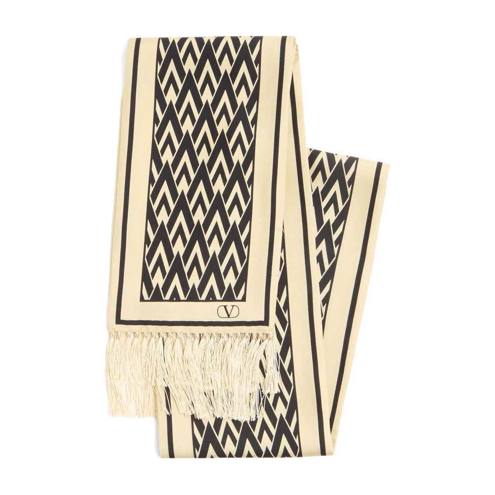 Beige Logo Fringed Scarf 3