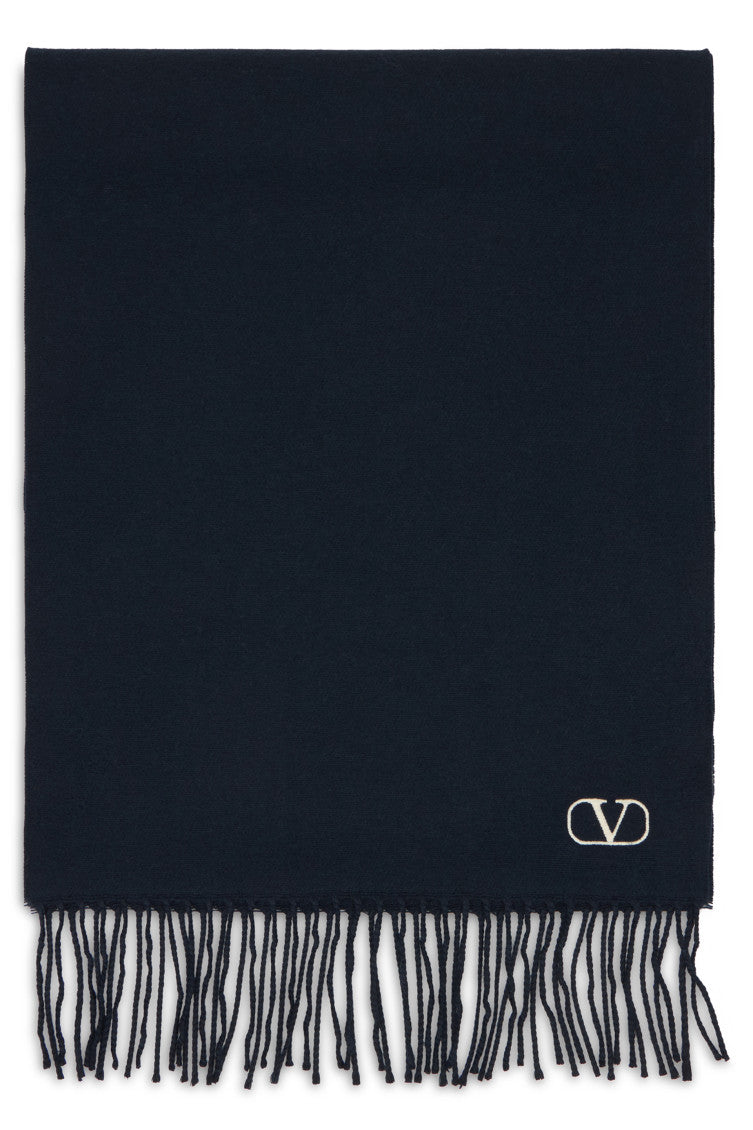 Blue Fringed Logo Scarf 1