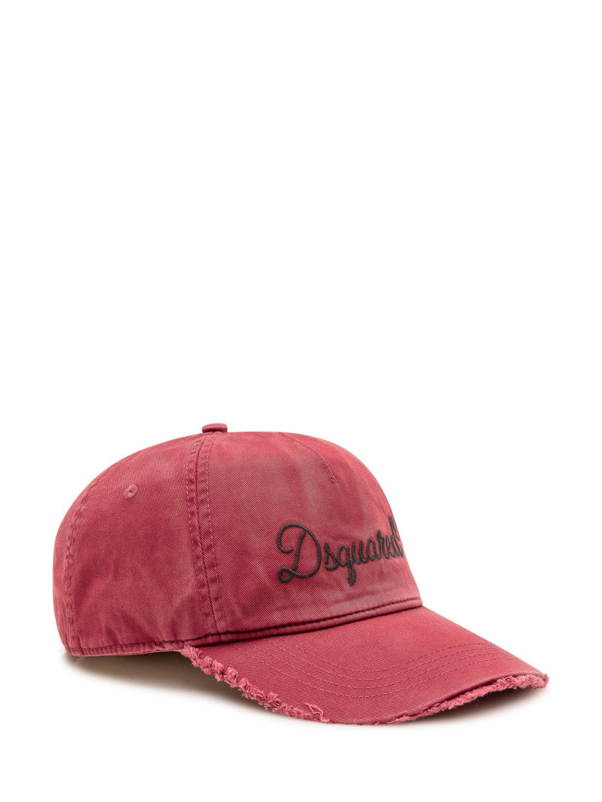 Red Distressed Baseball Cap 2