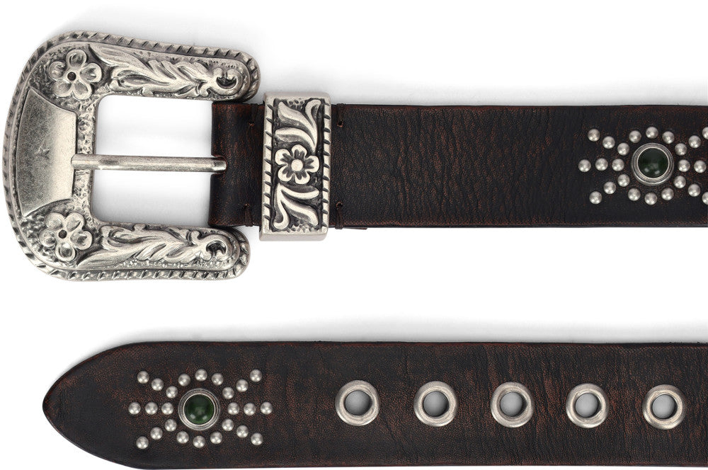 Dark Brown Embellished Buckle Belt 3