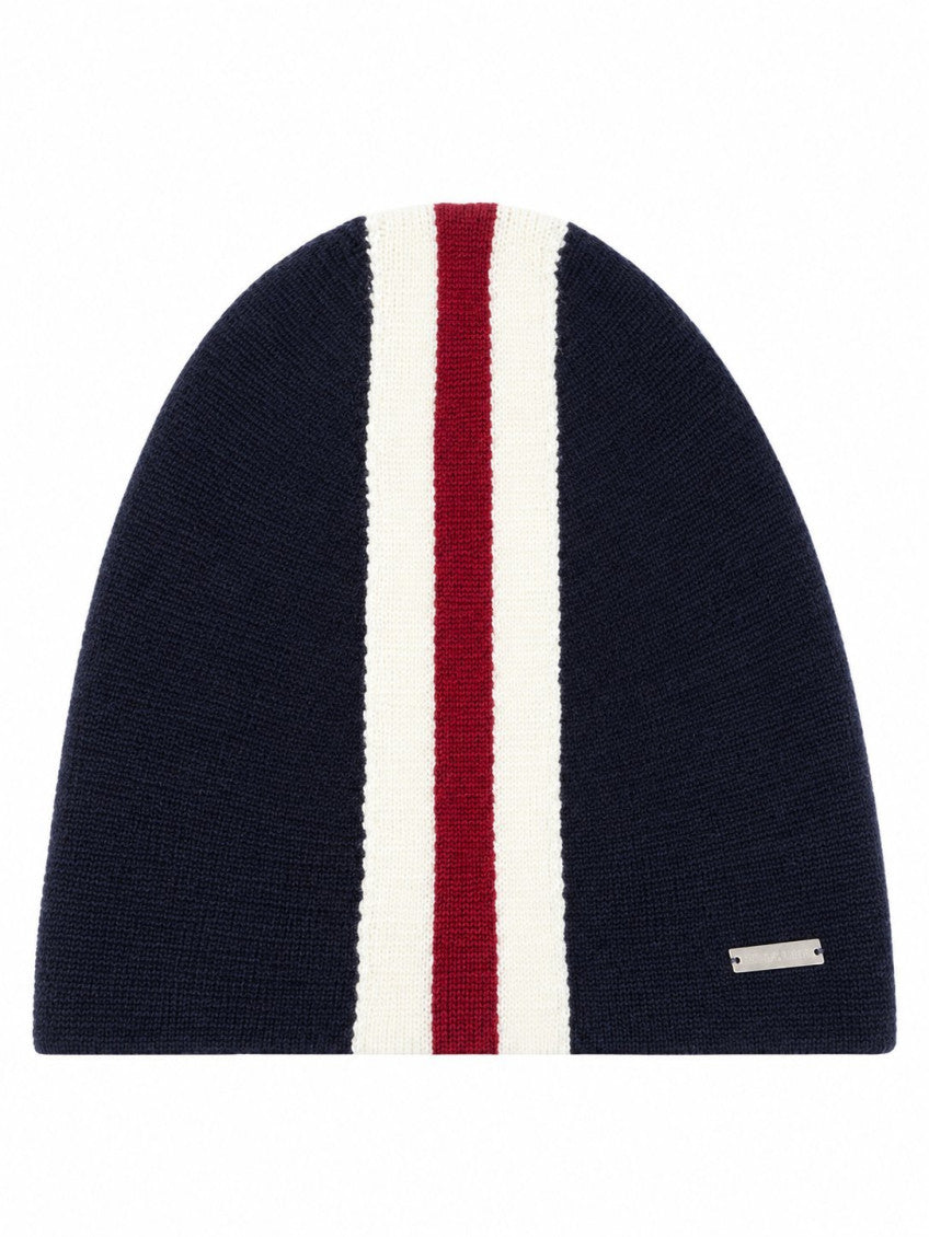 Navy Blue Striped Beanie Cap 1