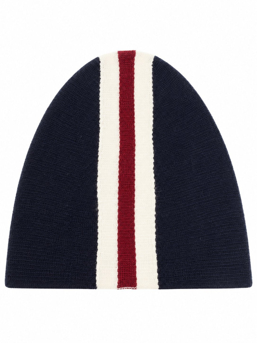 Navy Blue Striped Beanie Cap 2
