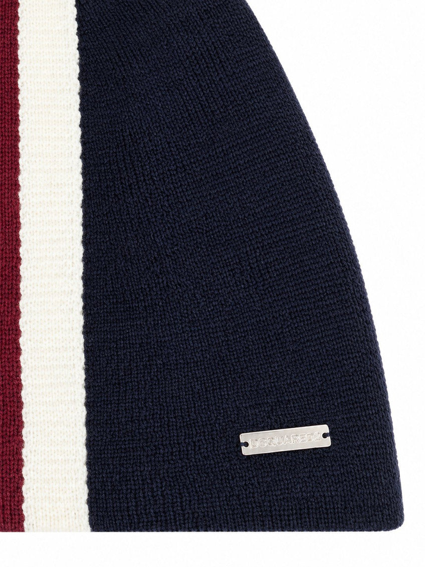 Navy Blue Striped Beanie Cap 3