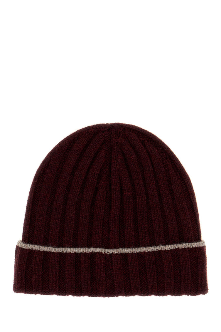 Burgundy Knitted Beanie Cap 1