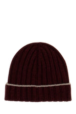 Burgundy Knitted Beanie Cap 1
