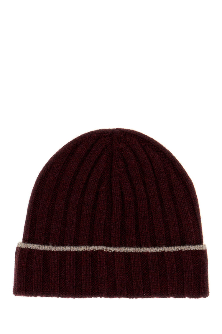 Burgundy Knitted Beanie Cap 2