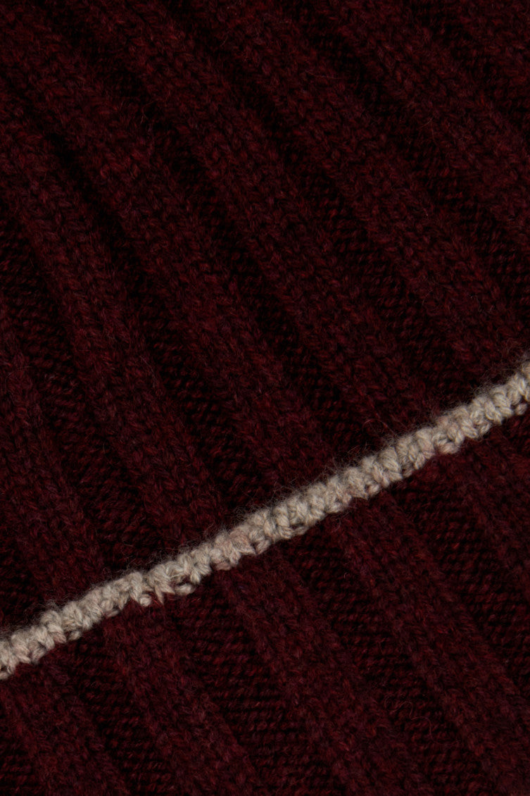 Burgundy Knitted Beanie Cap 3