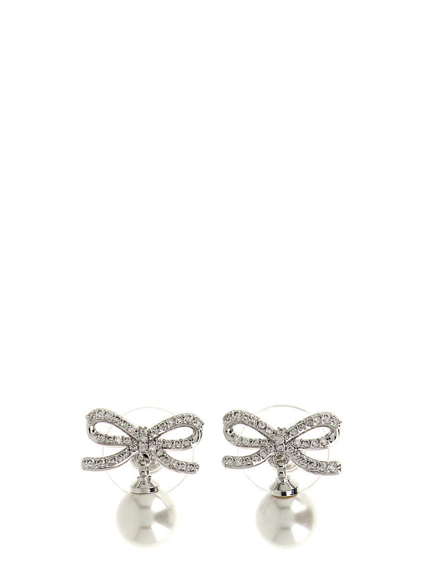 Silver Bow Pearl Earrings 1