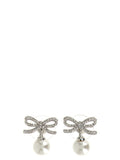 Silver Bow Pearl Earrings 1