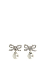 Silver Bow Pearl Earrings 1