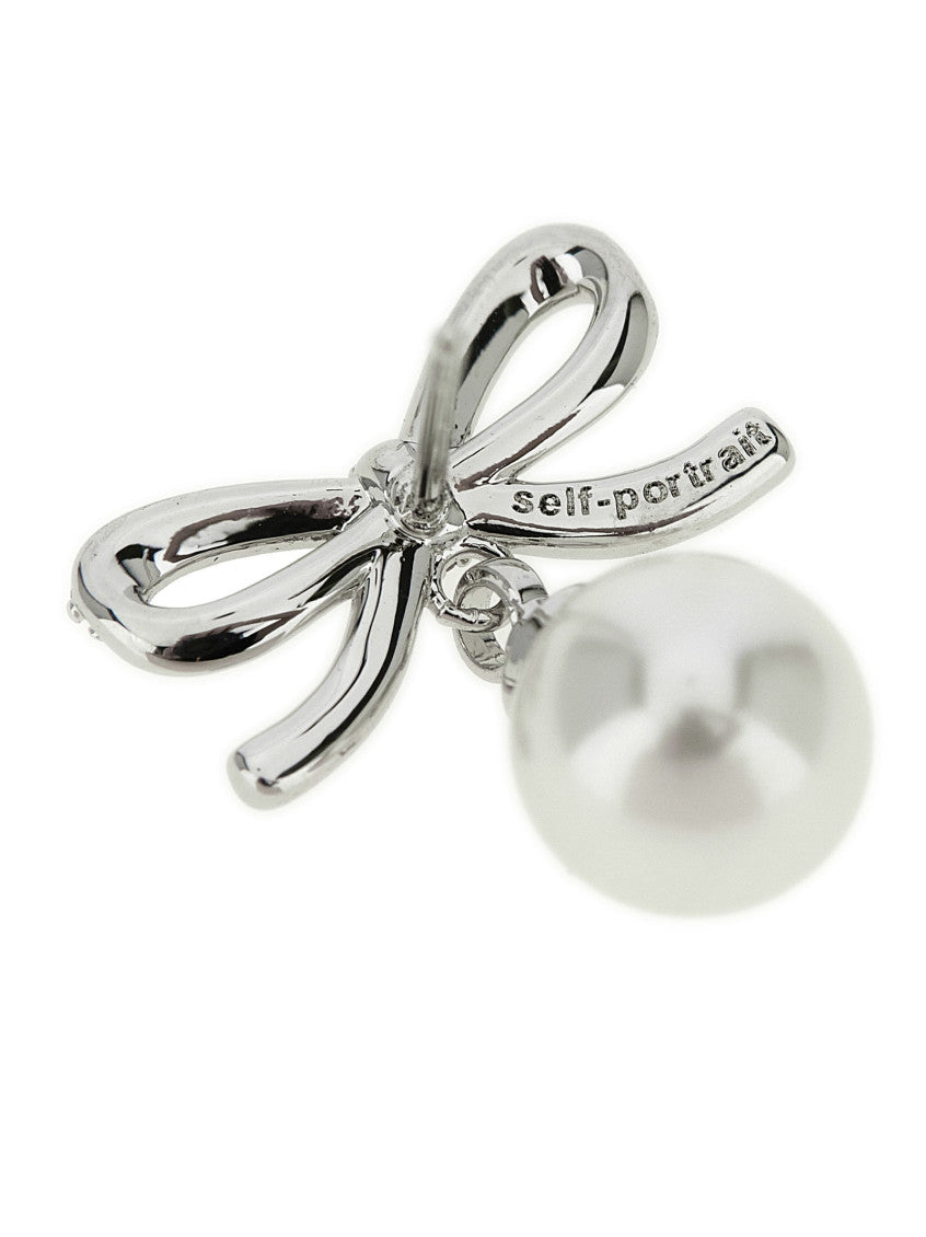Silver Bow Pearl Earrings 3