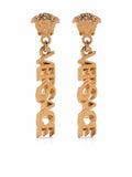 Golden La Medusa logo pendant earrings 1
