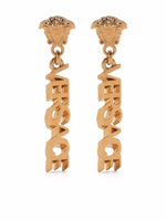 Golden La Medusa logo pendant earrings 1