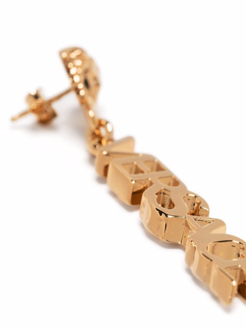Golden La Medusa logo pendant earrings 3