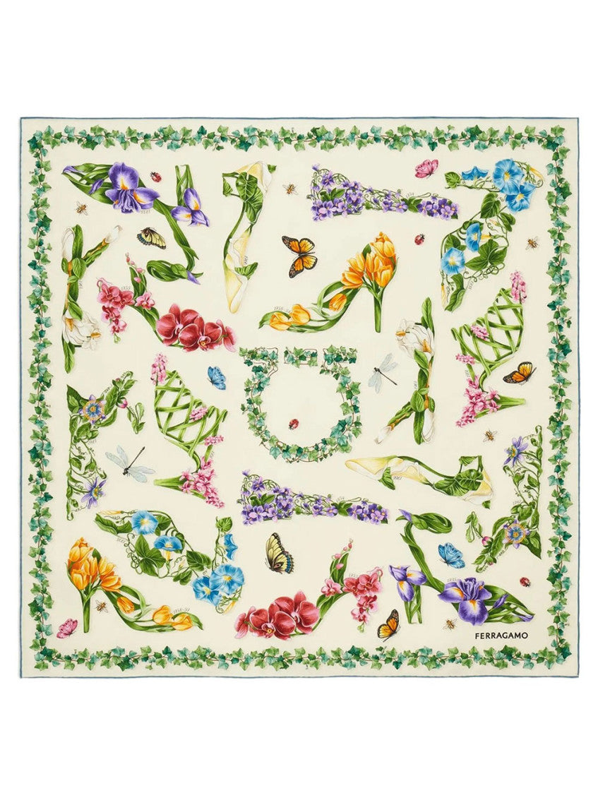 White Ricerca Printed Scarf 1