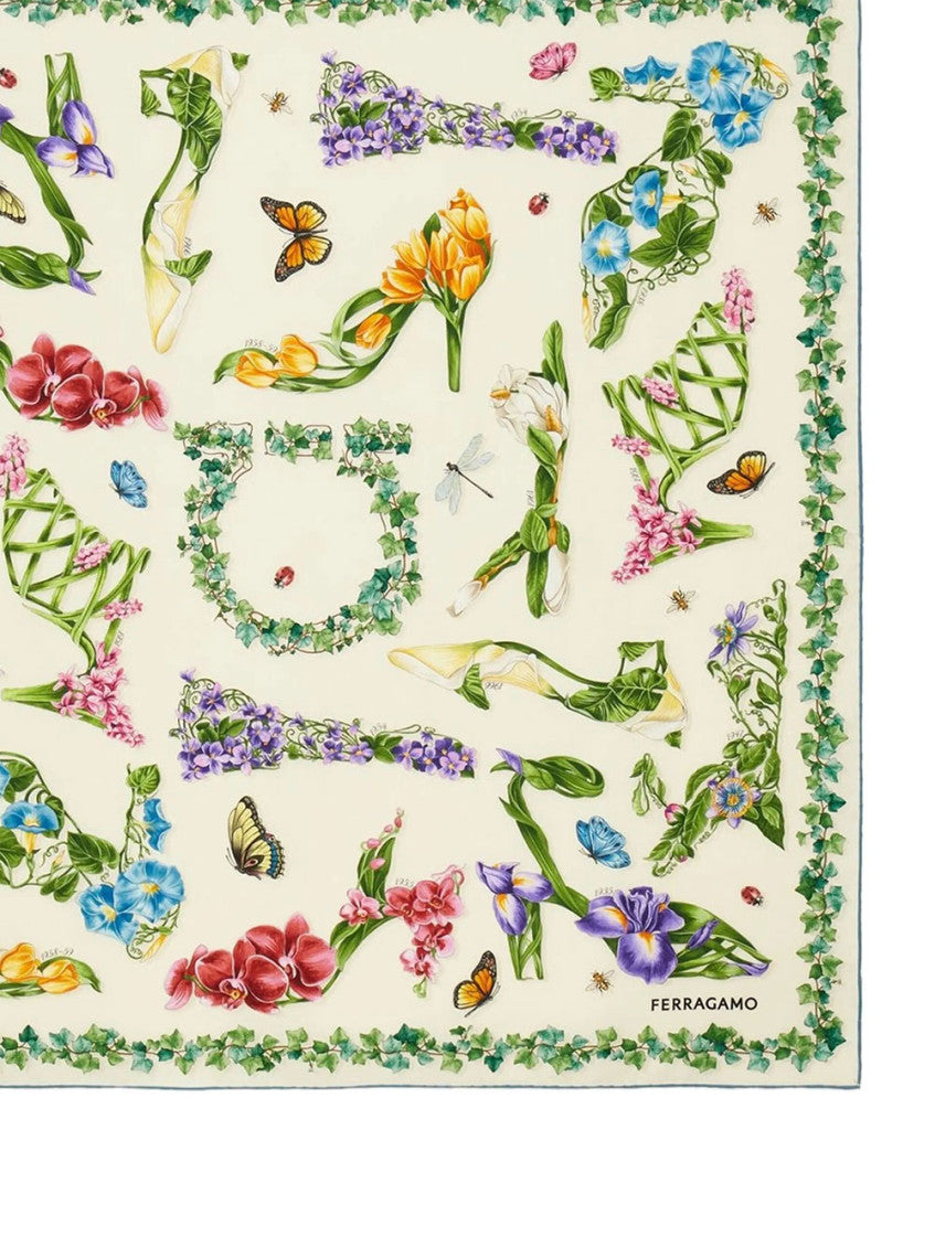 White Ricerca Printed Scarf 2
