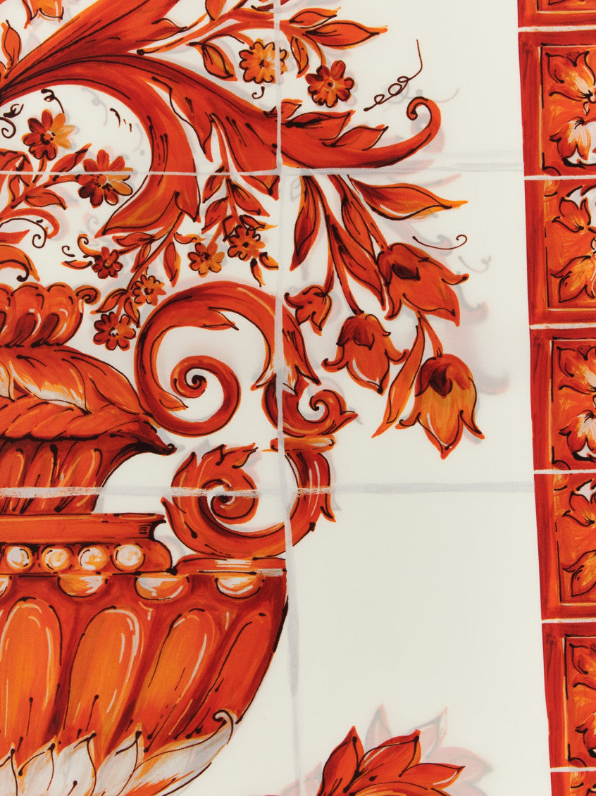 Orange Maiolica Printed Scarf 3