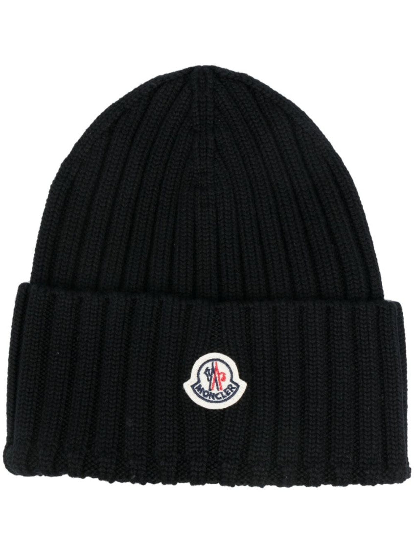 Black Logo wool beanie 1