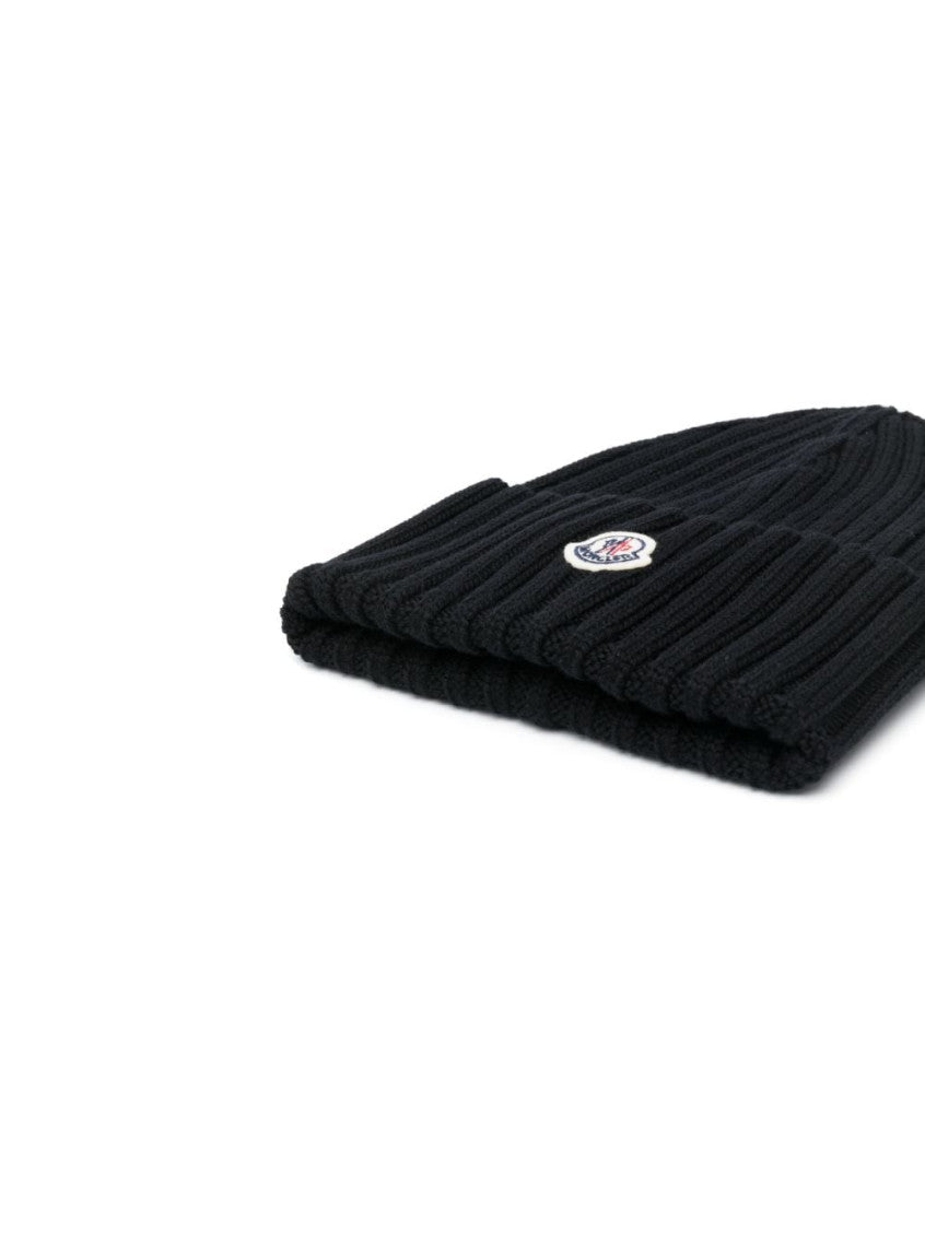 Black Logo wool beanie 2
